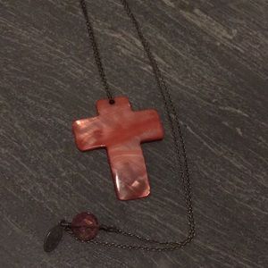 Pink cross necklace 💗